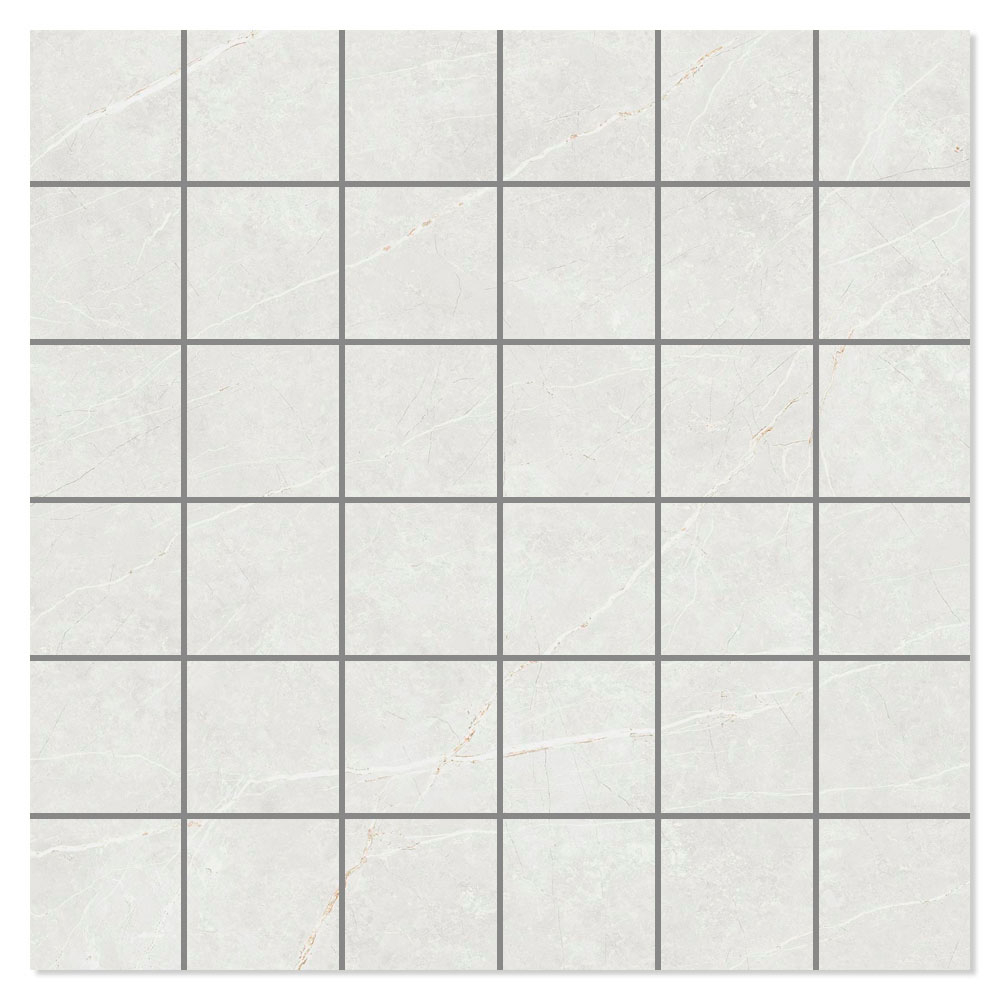 Marmor Mosaik Klinker Prestige Hvid Poleret 30x30 (5x5) cm